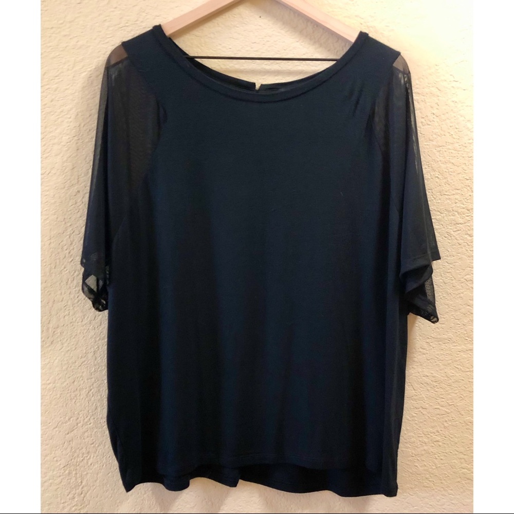 NWT Forever 21 Black Blouse w/ Mesh Sleeves, 2X!